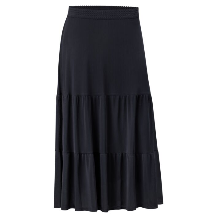 Midi Jupe in A-Linien Form mit Elastbund schwarz Midi Jupe in A-Linien Form mit Elastbund schwarz von Artime