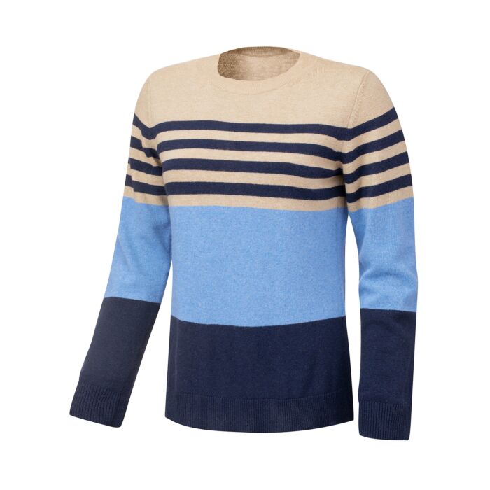 Rundhals Ringel Pullover Damen, blau von Artime