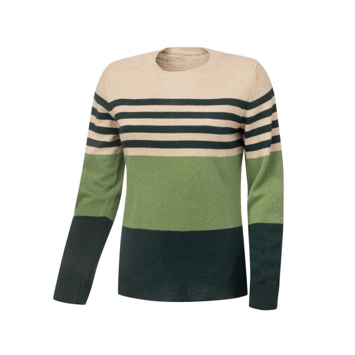 Rundhals Ringel Pullover Damen, grün, XL von Artime