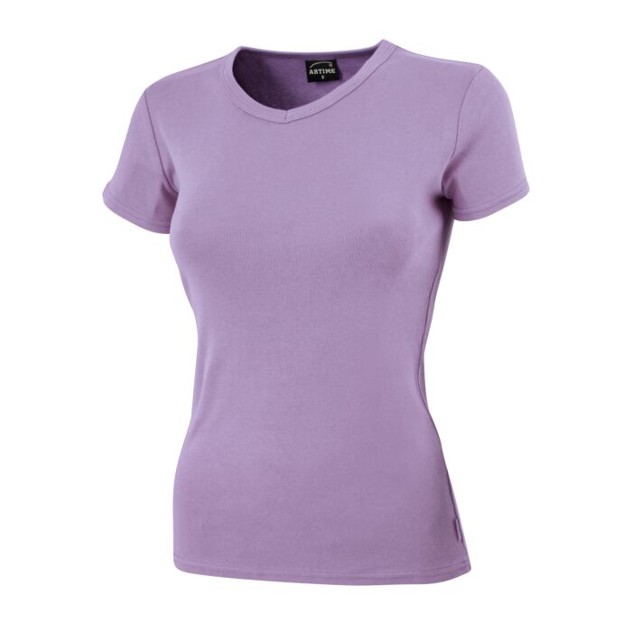 Schlichtes V-Neck Damen T-Shirt, lila von Artime