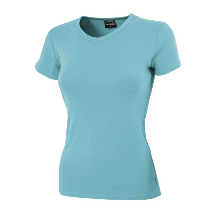 Schlichtes V-Neck Damen T-Shirt, türkis, XXL von Artime