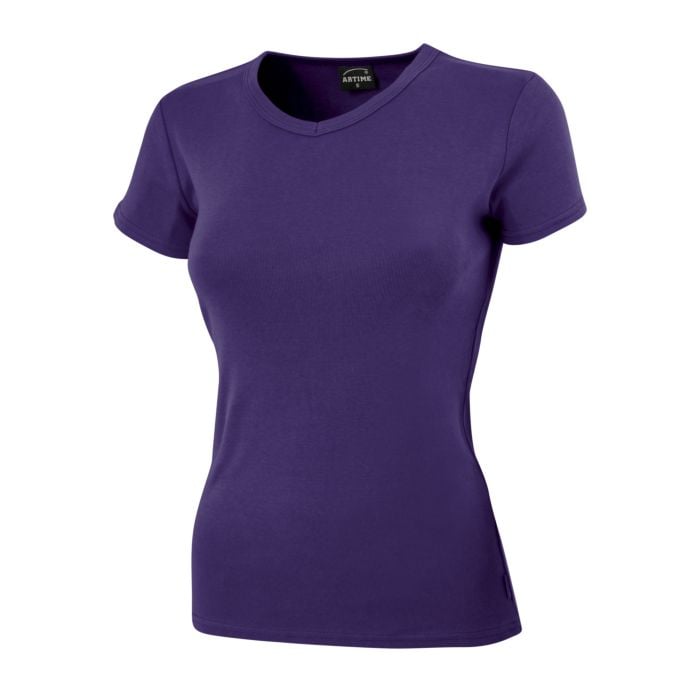 Schlichtes V-Neck Damen T-Shirt, violett, XXL von Artime