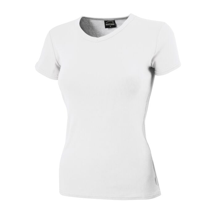 Schlichtes V-Neck Damen T-Shirt, weiss, XXL von Artime