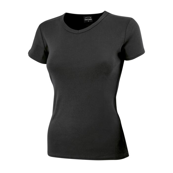 Schlichtes V-Neck Damen T-Shirt, schwarz von Artime