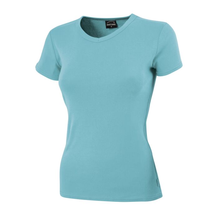 Schlichtes V-Neck Damen T-Shirt, türkis, XL von Artime