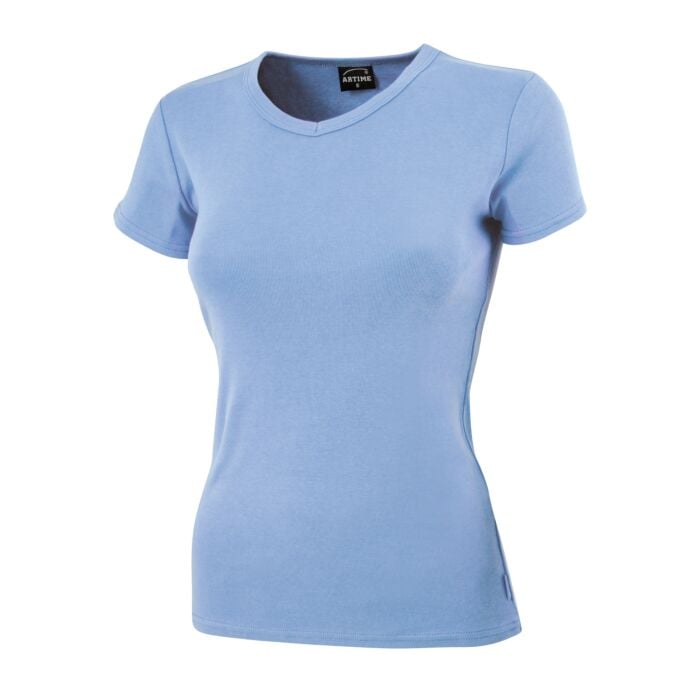 Schlichtes V-Neck Damen T-Shirt, eisblau von Artime