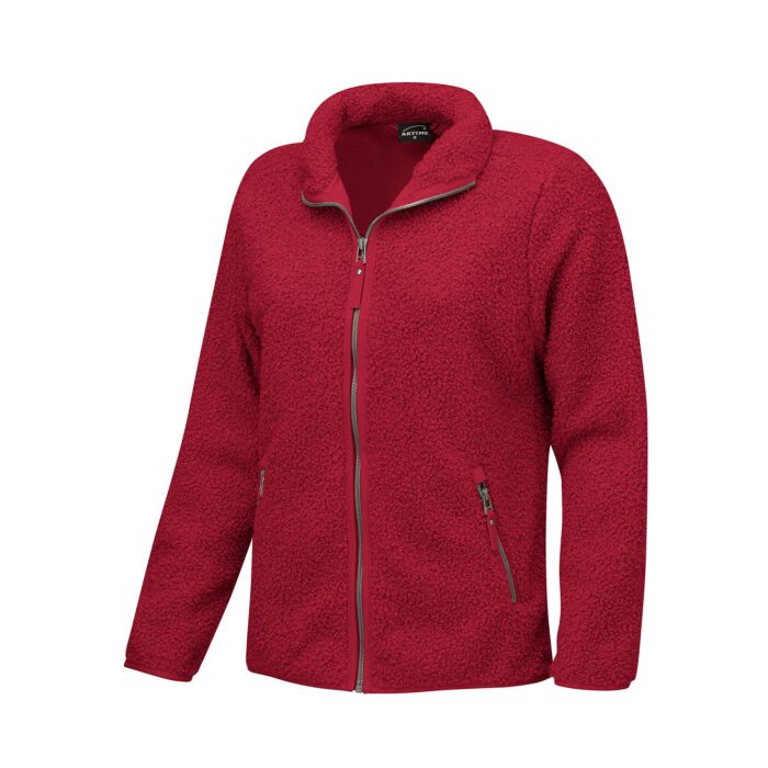 Sherpa Fleece Jacke Damen wärmend, weinrot von Artime