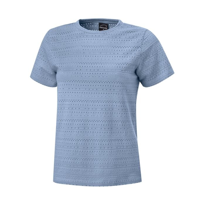 Sommerliches Damen-T-Shirt mit Ajourmuster, hellblau von Artime