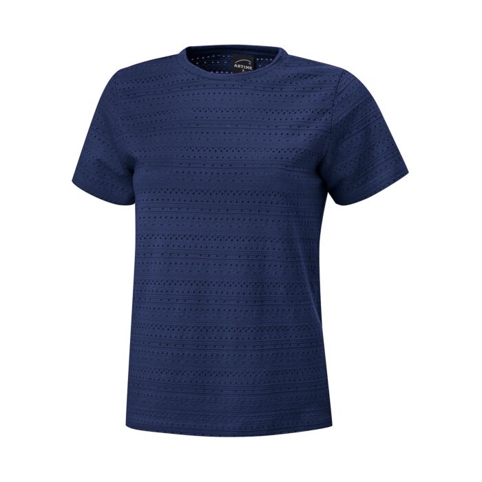 Sommerliches Damen-T-Shirt mit Ajourmuster, marine, XL von Artime