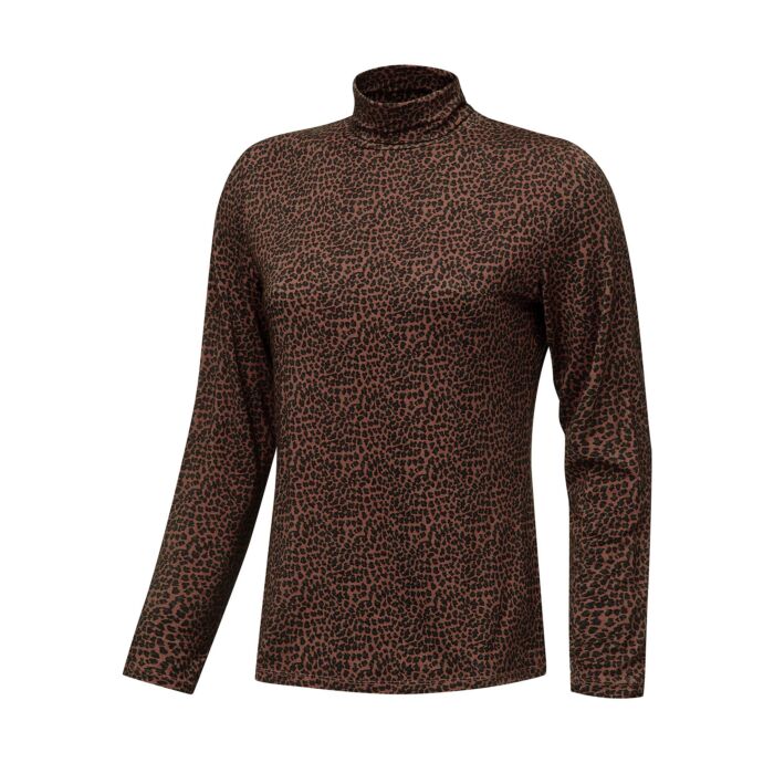 Stretch Rollkragenshirt Damen Animal-Print, braun, XL von Artime