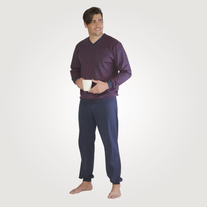 V-Neck Pyjama von Artime für Herren, marine, XXL von Artime