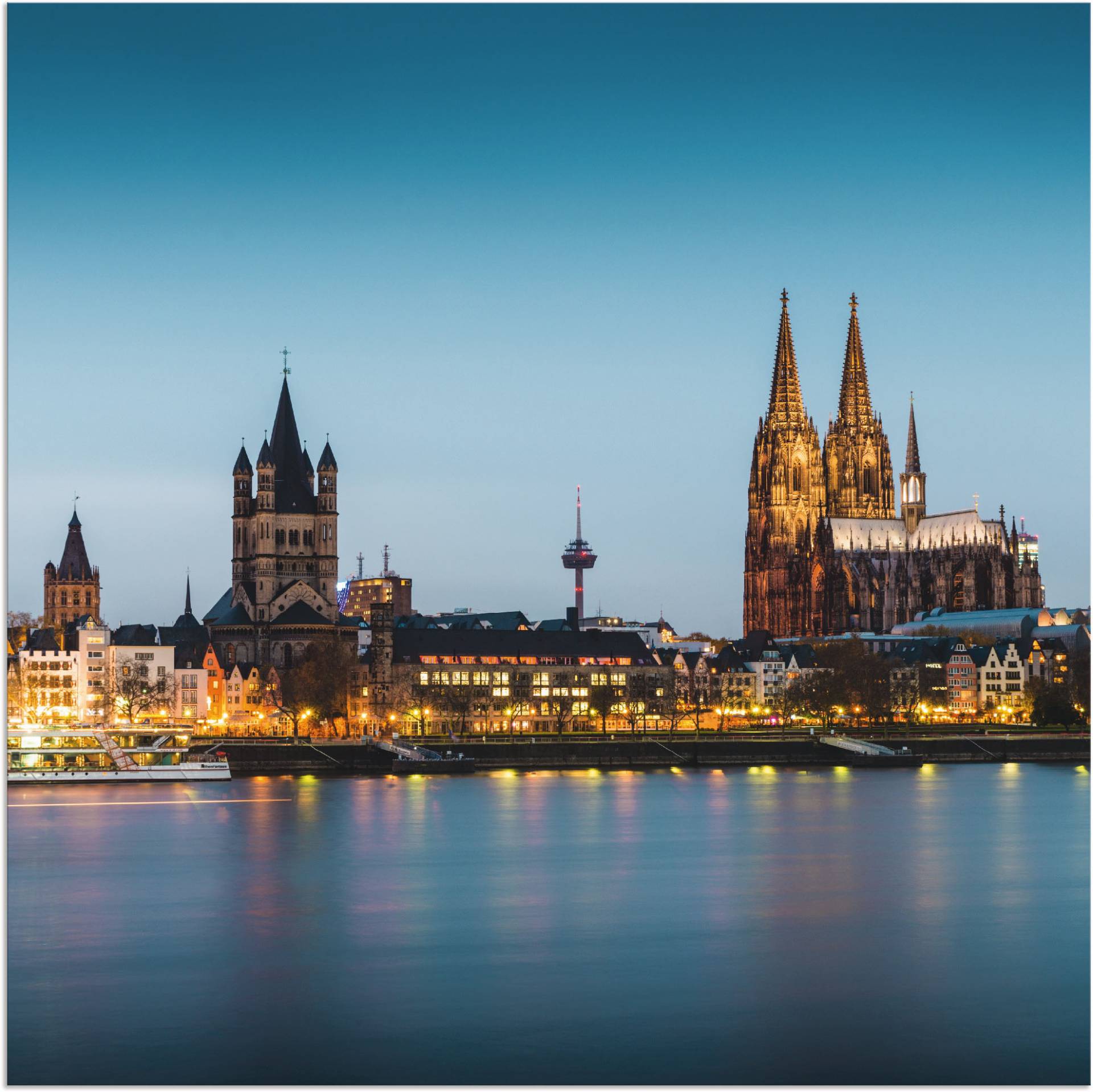 Artland Alu-Dibond-Druck »Köln Rheinpromenade«, Deutschland, (1 St.), für Innen- und Aussenbereich geeignet, Outdoorbild von Artland