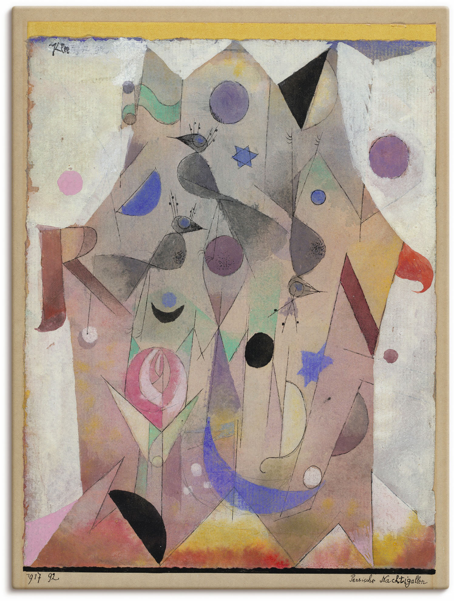 Artland Alu-Dibond-Druck »Persische Nachtigallen. 1917«, Muster, (1 St.), für Innen- und Aussenbereich geeignet, Outdoorbild von Artland