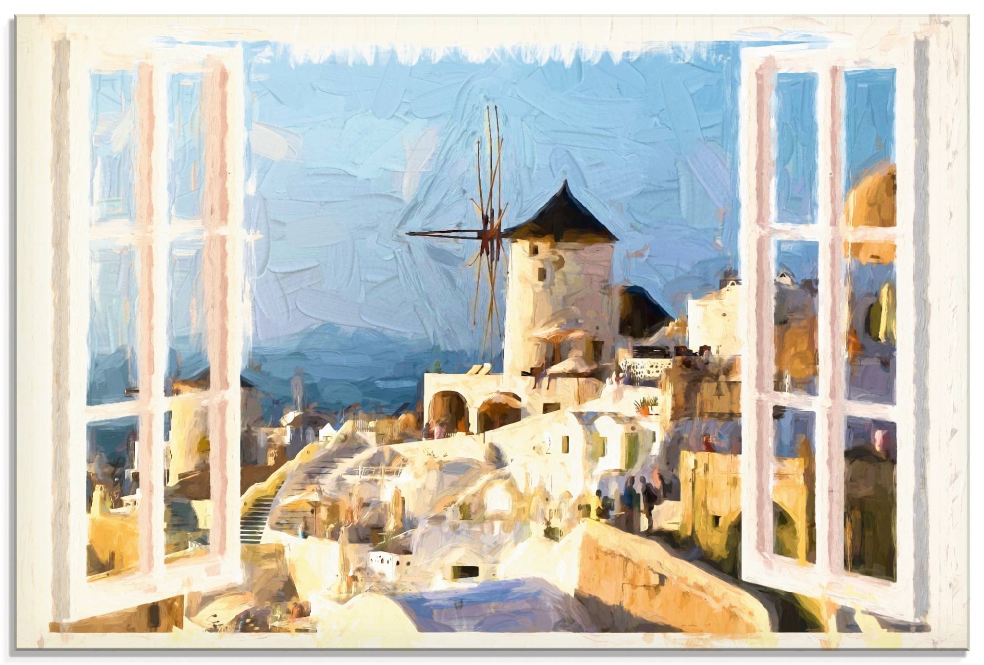 Artland Glasbild »Blick durch das Fenster auf Santorin«, Fensterblick, (1 St.), in verschiedenen Grössen Artland Glasbild »Blick durch das Fenster auf Santorin«, Fensterblick, (1 St.), in verschiedenen Grössen von Artland