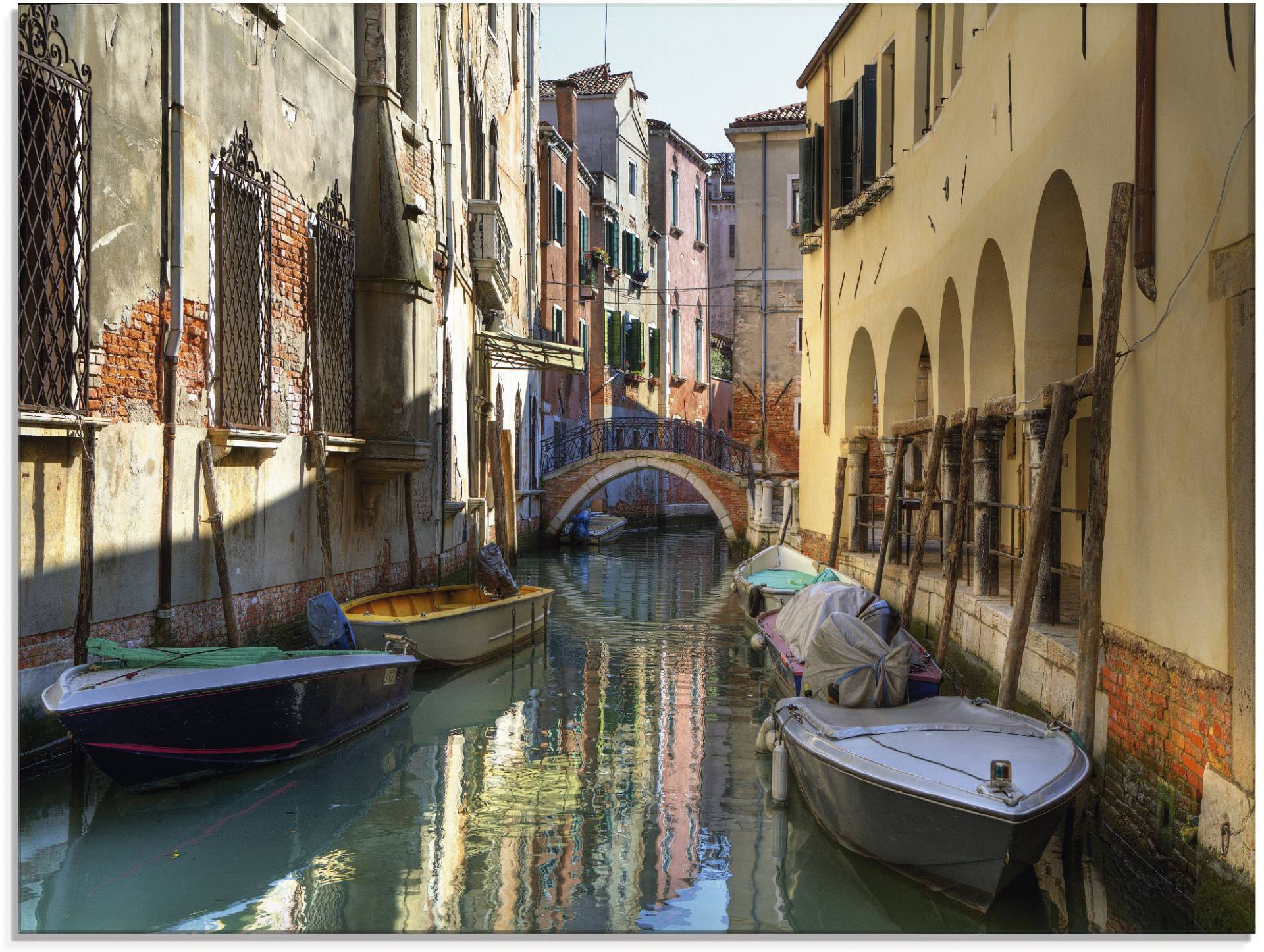 Artland Glasbild »Boote auf Kanal in Venedig«, Italien, (1 St.) von Artland