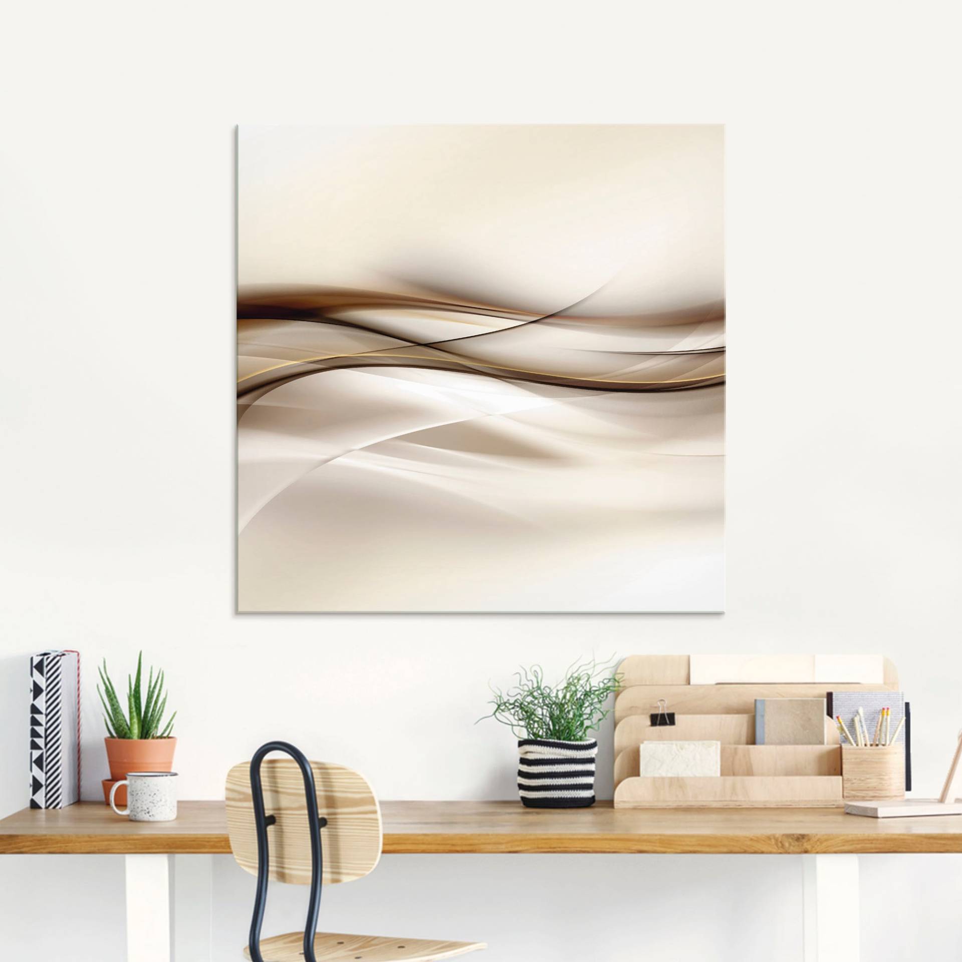 Artland Glasbild »Braune abstrakte Welle«, Muster, (1 St.) von Artland