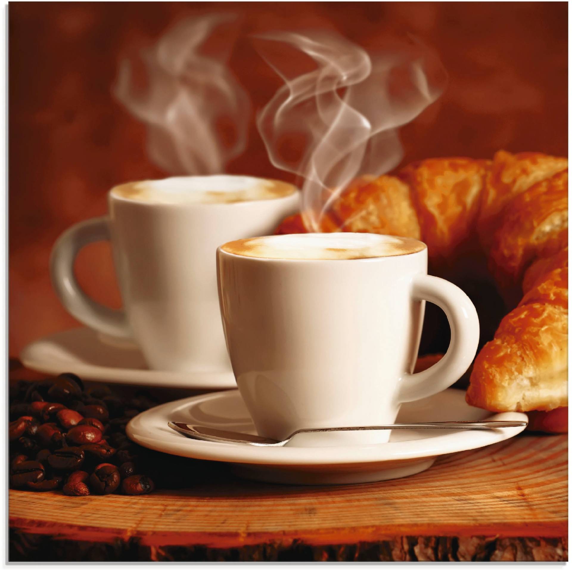 Artland Glasbild »Dampfender Cappuccino und Croissant«, Getränke, (1 St.), in verschiedenen Grössen Artland Glasbild »Dampfender Cappuccino und Croissant«, Getränke, (1 St.), in verschiedenen Grössen von Artland