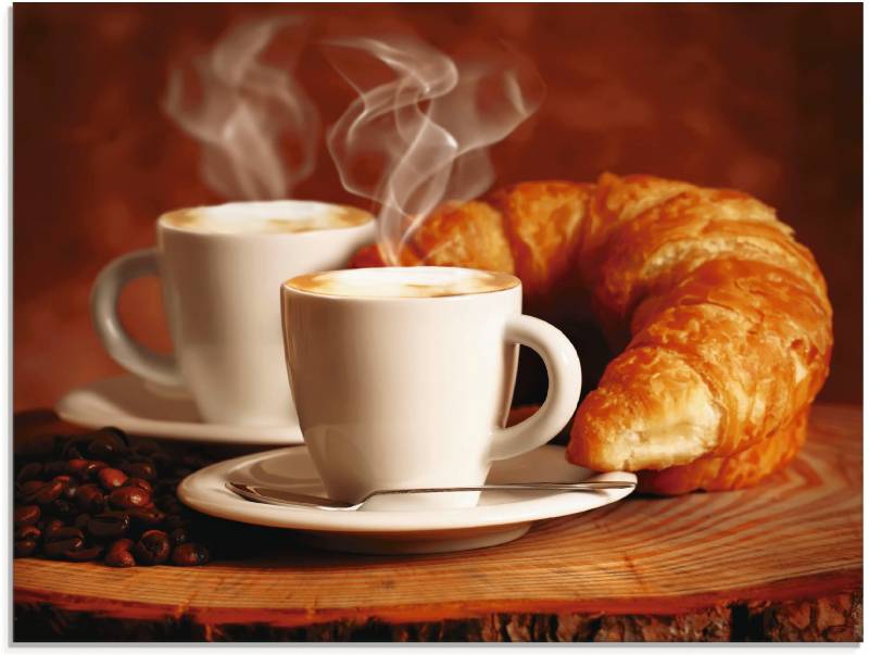 Artland Glasbild »Dampfender Cappuccino und Croissant«, Getränke, (1 St.), in verschiedenen Grössen von Artland