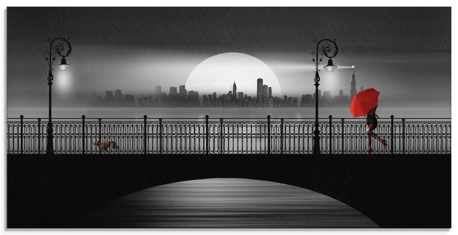 Artland Glasbild »Die Brücke im Regen«, Brücken, (1 St.) von Artland