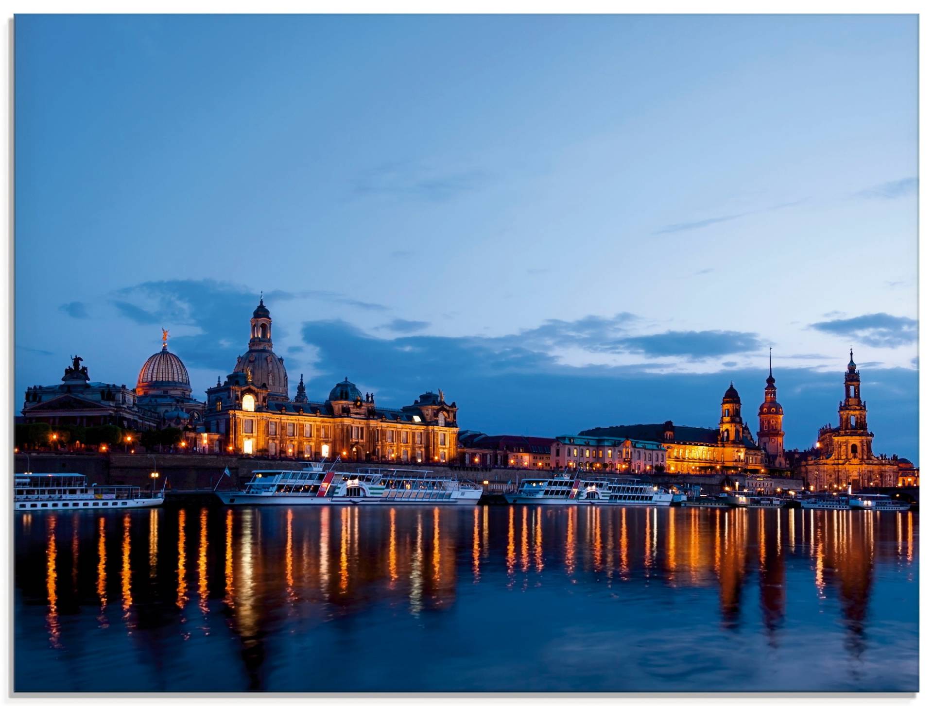 Artland Glasbild »Dresden Silhouette blaue Stunde«, Deutschland, (1 St.) von Artland