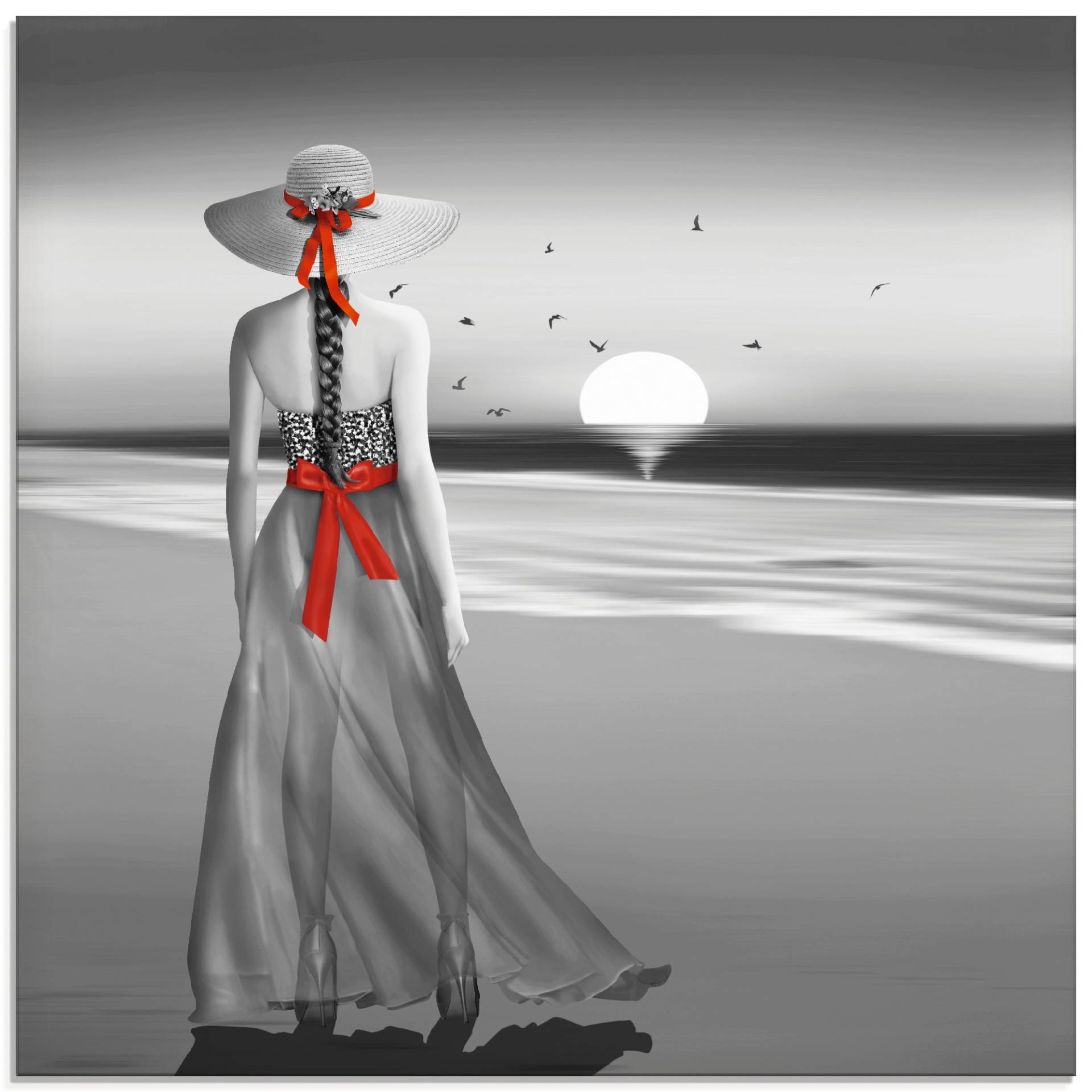 Artland Glasbild »Ein Blick zurück aufs Meer«, Frau, (1 St.), in verschiedenen Grössen von Artland