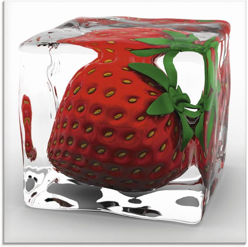 Artland Glasbild »Erdbeere in Eis«, Lebensmittel, (1 St.) von Artland