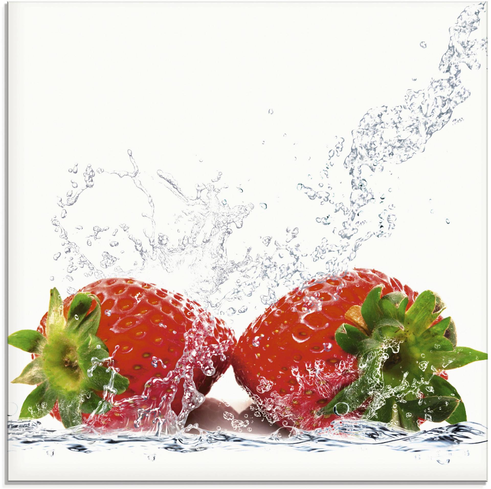 Artland Glasbild »Erdbeeren mit Spritzwasser«, Lebensmittel, (1 St.) von Artland