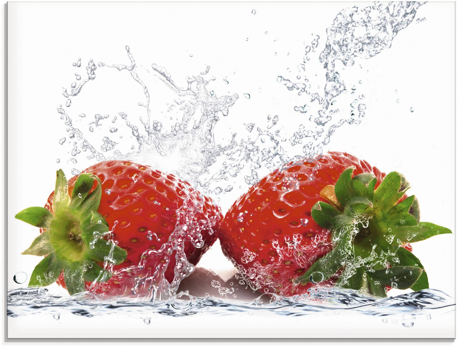 Artland Glasbild »Erdbeeren mit Spritzwasser«, Lebensmittel, (1 St.) von Artland