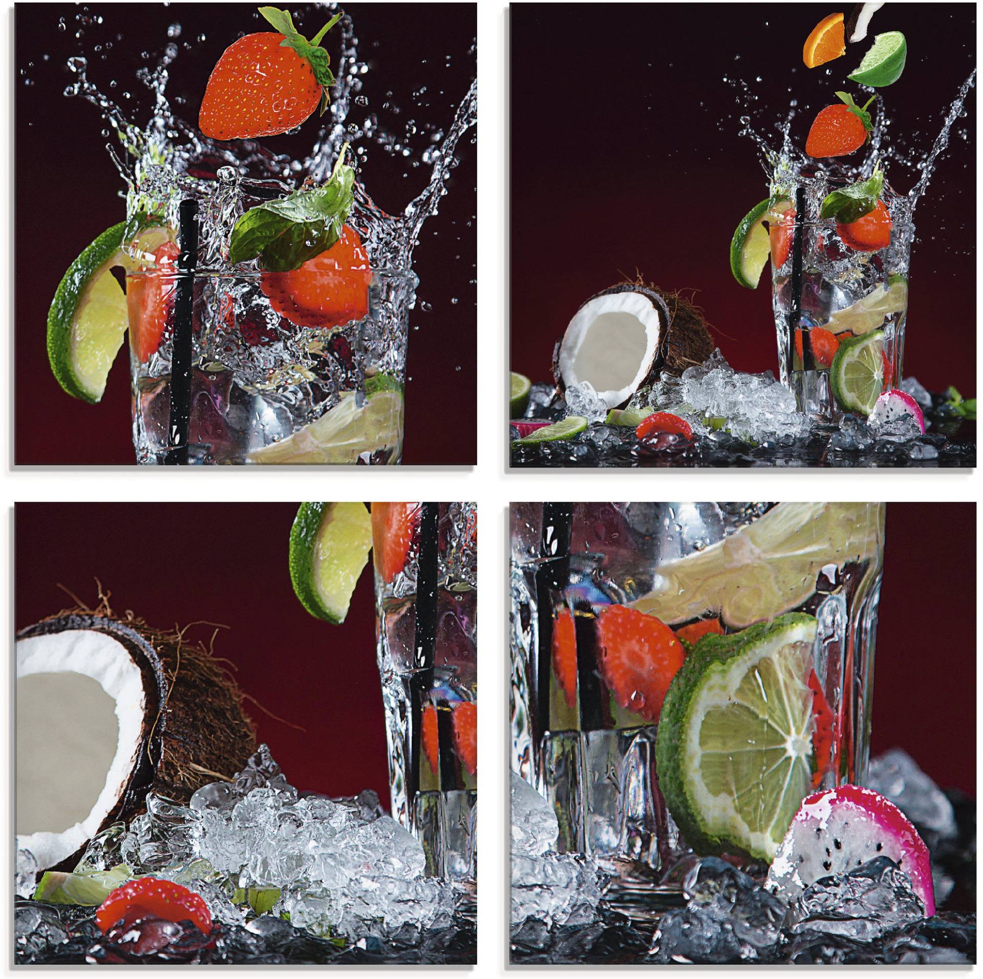 Artland Glasbild »Frischer Fruchtcocktail«, Getränke, (4 St.), in verschiedenen Grössen von Artland