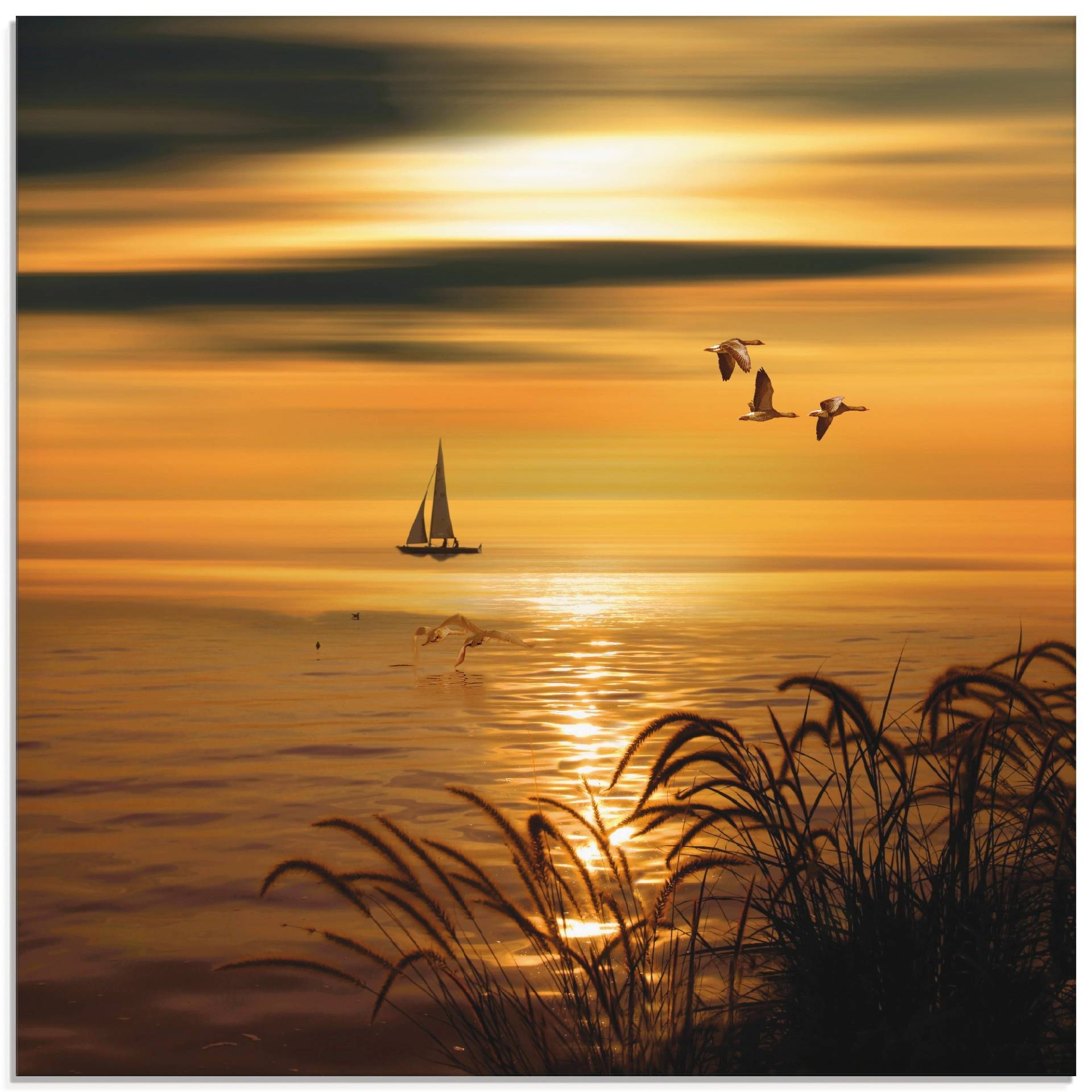 Artland Glasbild »Goldene See Impressionen«, Gewässer, (1 St.) von Artland