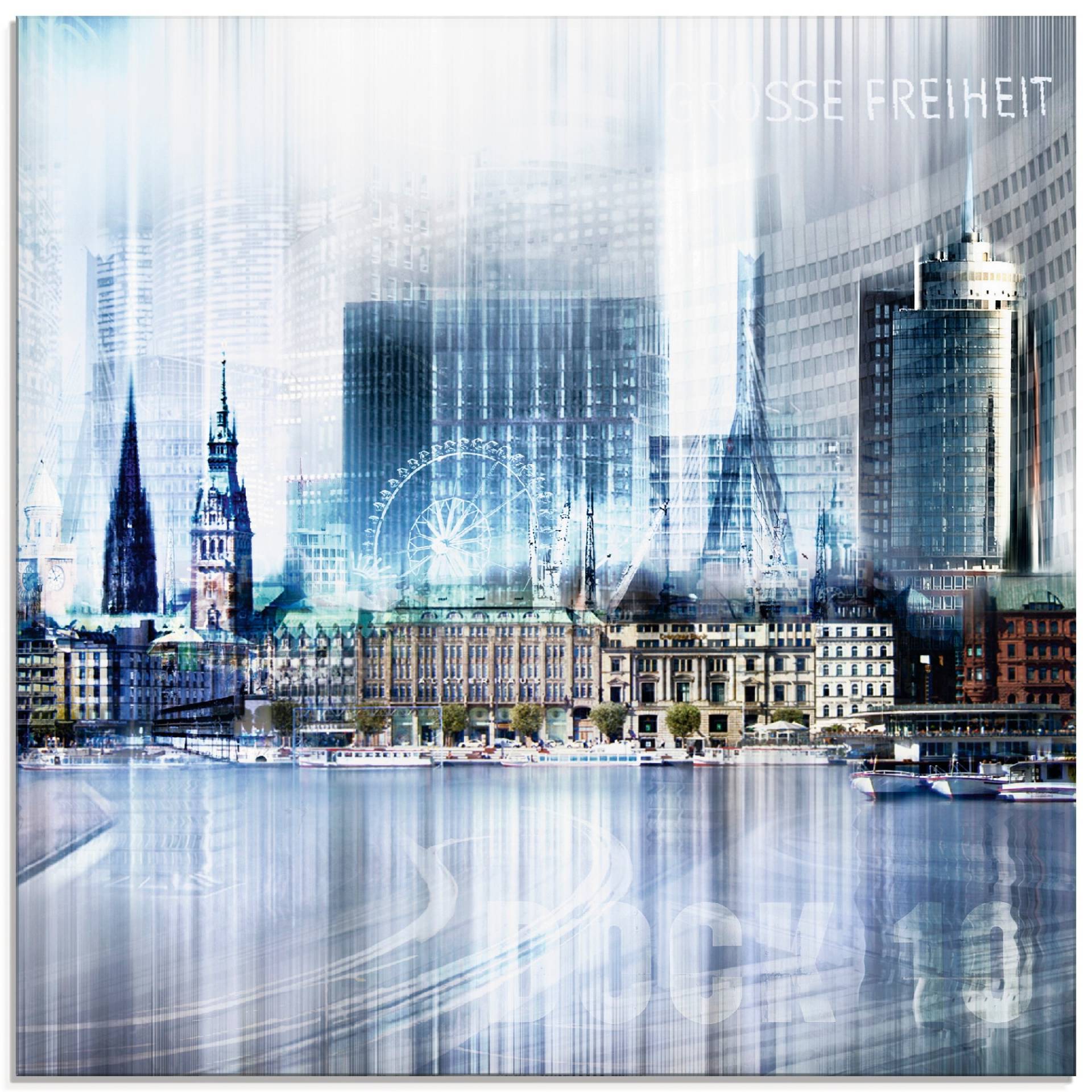 Artland Glasbild »Hamburg Abstrakte Collage«, Deutschland, (1 St.) von Artland