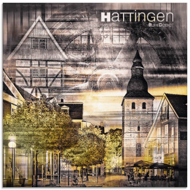Artland Glasbild »Hattingen Skyline Abstrakte Collage«, Gebäude, (1 St.), in verschiedenen Grössen von Artland