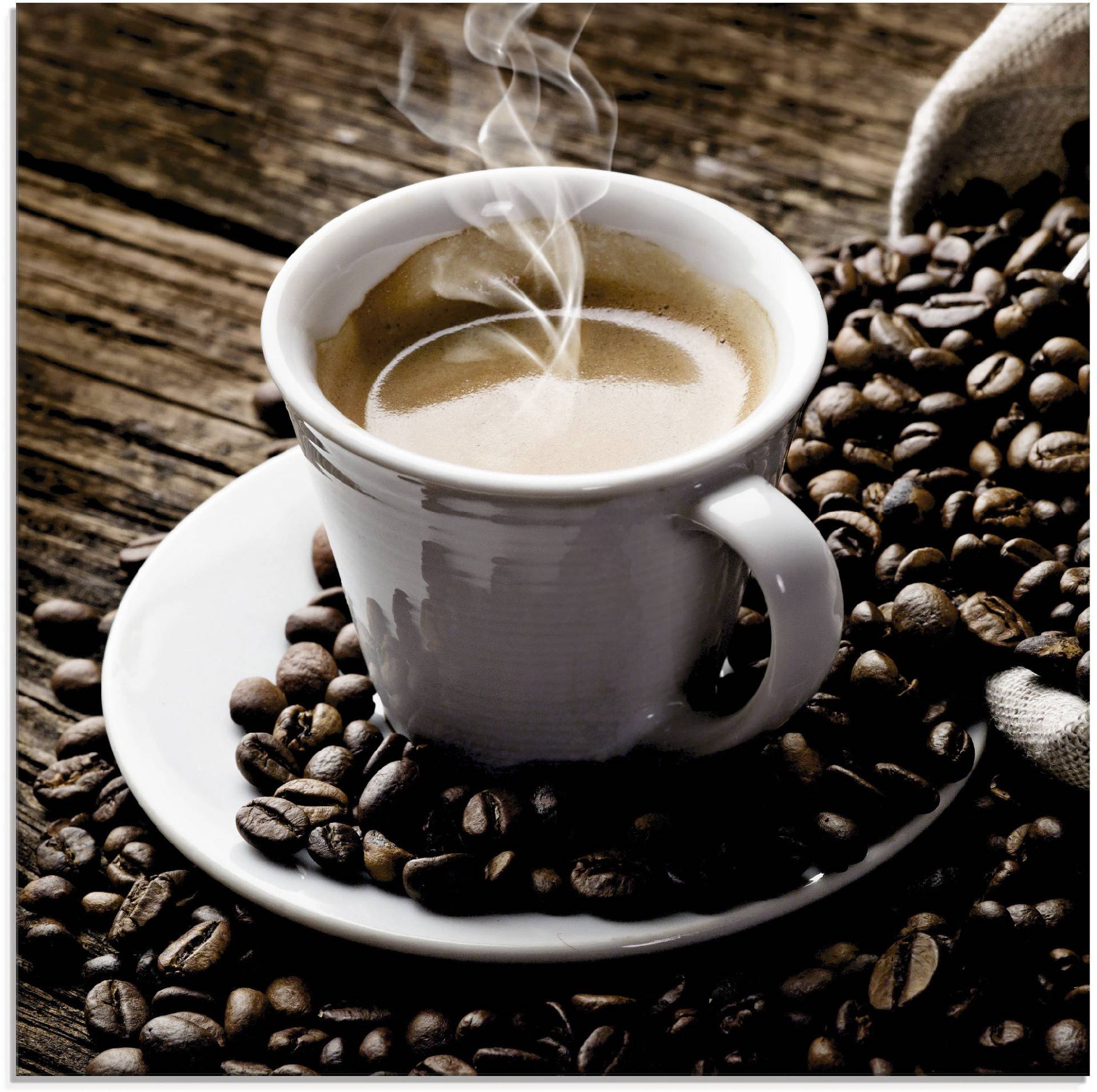 Artland Glasbild »Heisser Kaffee - dampfender Kaffee«, Getränke, (1 St.) von Artland