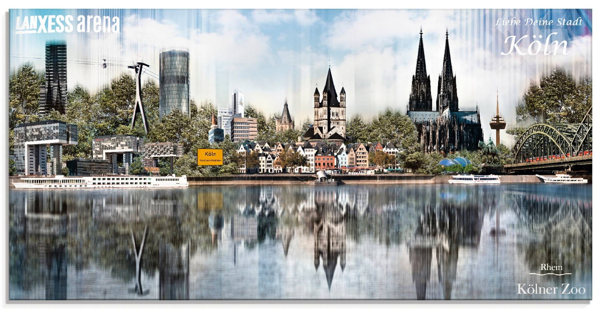 Artland Glasbild »Köln Skyline Abstrakte Collage 20«, Deutschland, (1 St.) von Artland