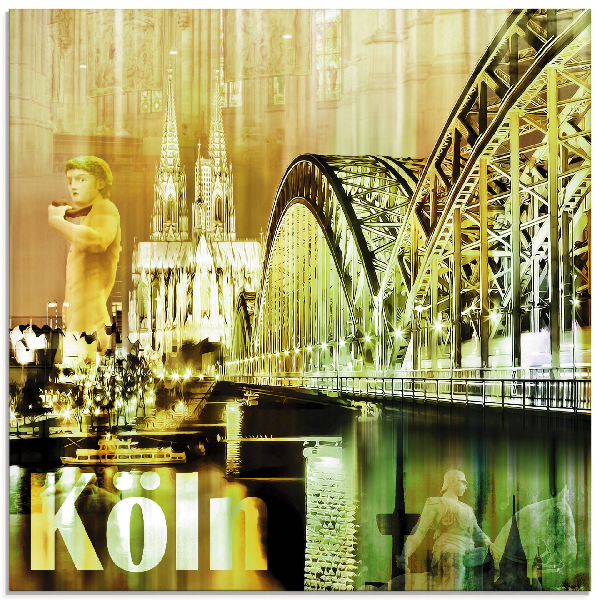 Artland Glasbild »Köln Skyline Abstrakte Collage II«, Gebäude, (1 St.) von Artland