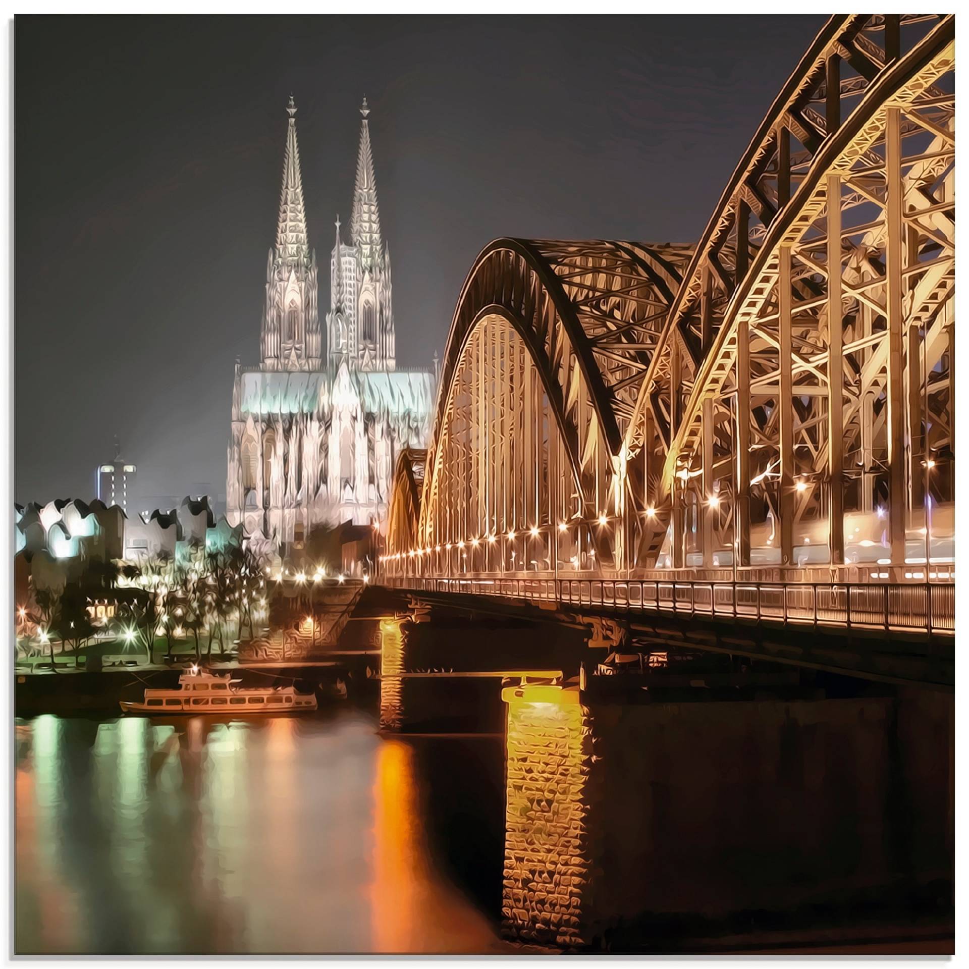 Artland Glasbild »Köln Skyline Collage V«, Brücken, (1 St.) von Artland