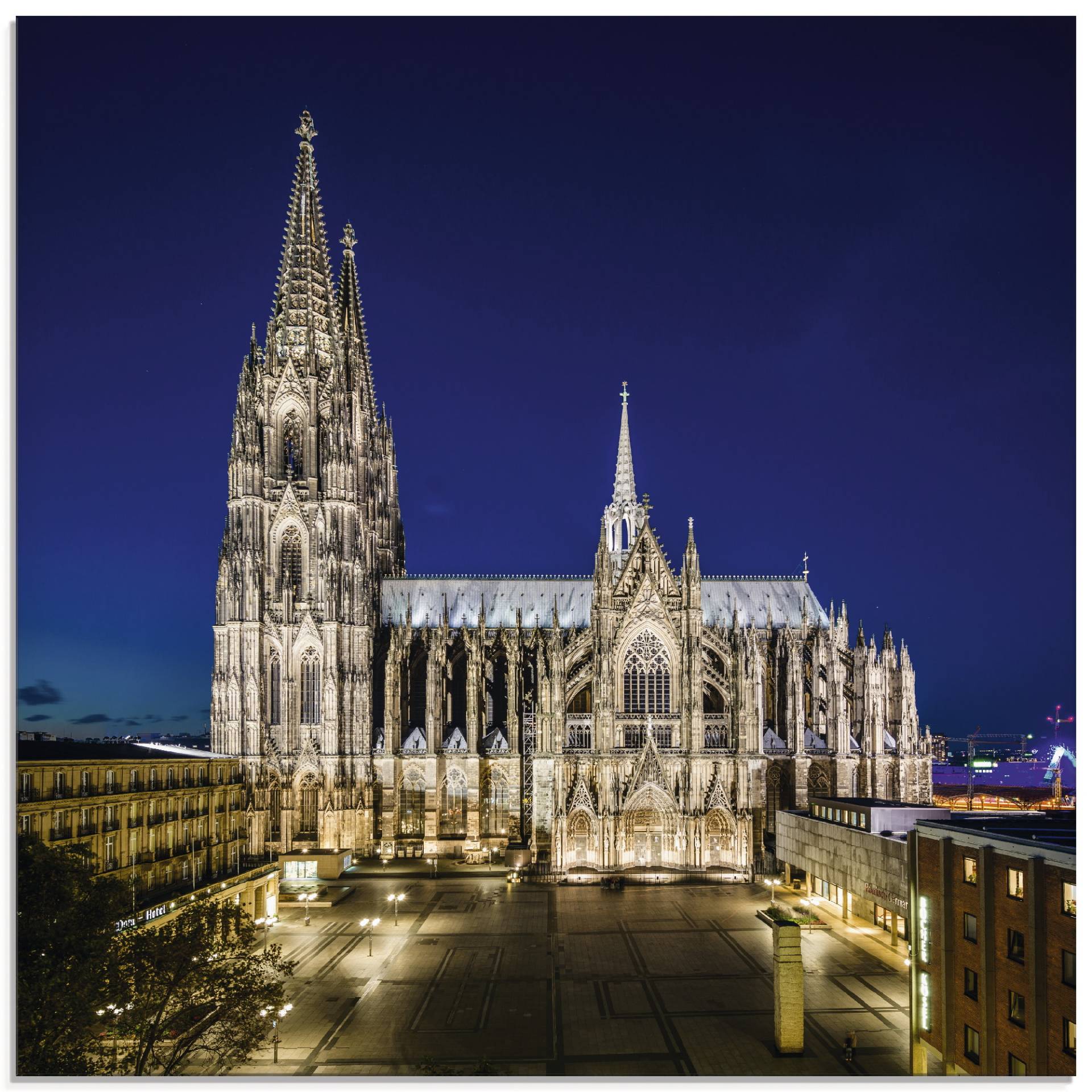 Artland Glasbild »Kölner Dom am Abend«, Gebäude, (1 St.) von Artland