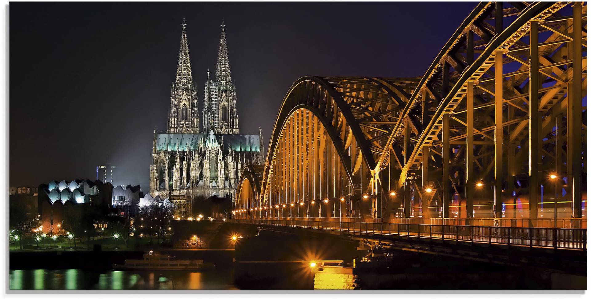 Artland Glasbild »Kölner Dom mit Brücke«, Deutschland, (1 St.) von Artland