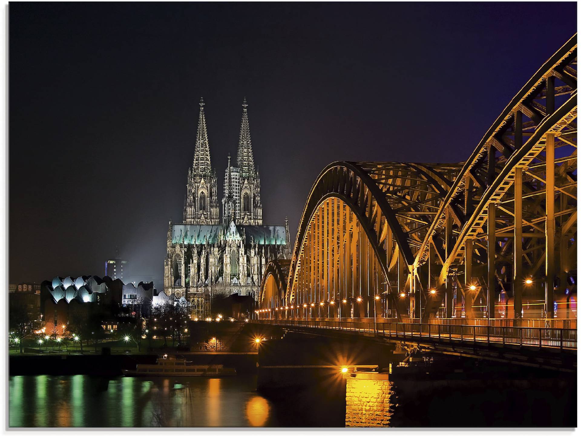 Artland Glasbild »Kölner Dom mit Brücke«, Deutschland, (1 St.) von Artland