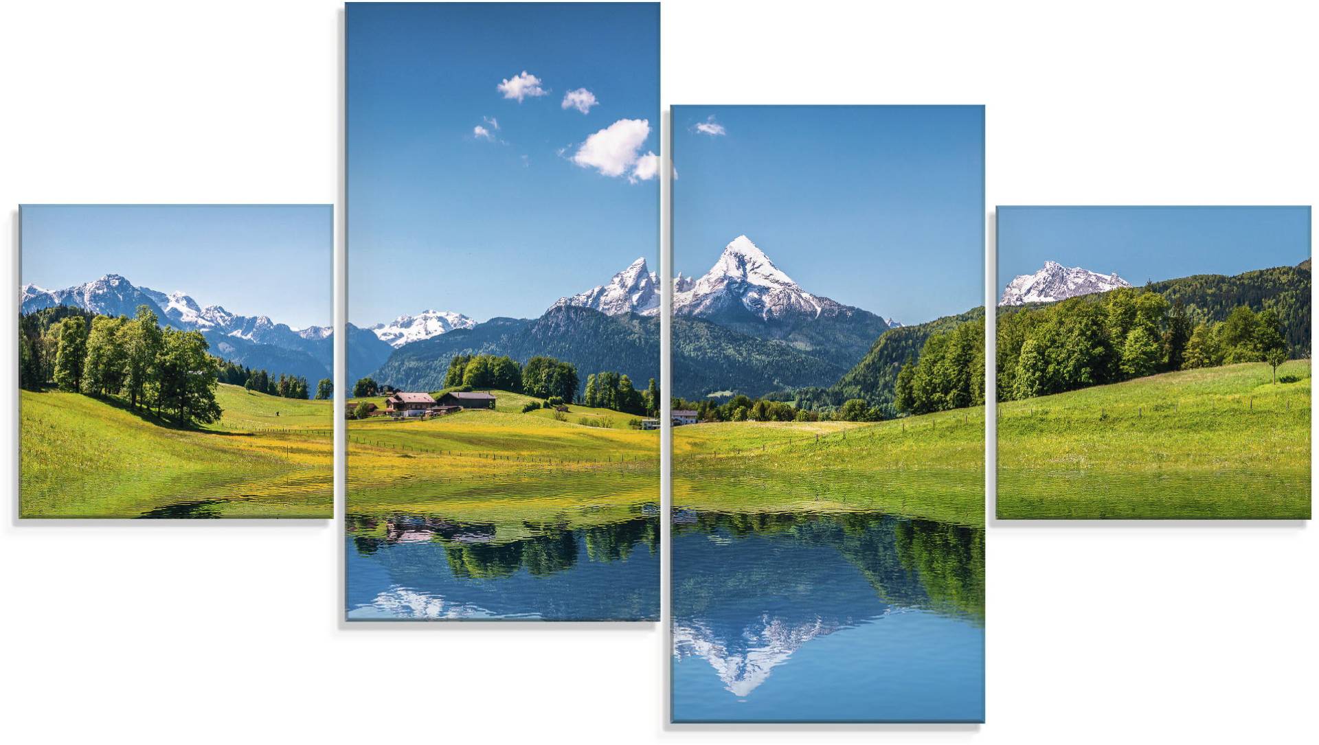 Artland Glasbild »Landschaft in den Alpen«, Berge, (4 St.) von Artland