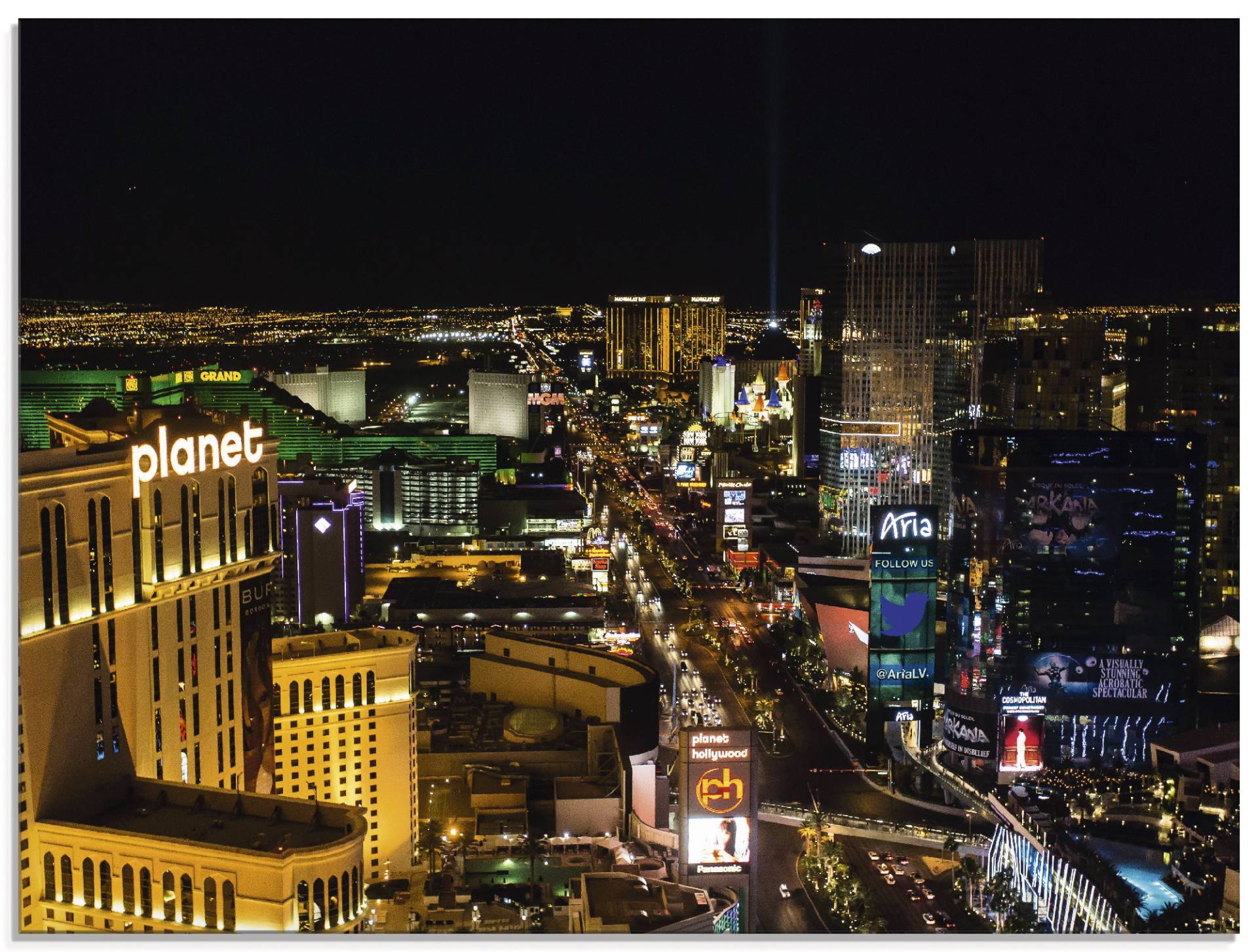 Artland Glasbild »Las Vegas bei Nacht«, Amerika, (1 St.) von Artland