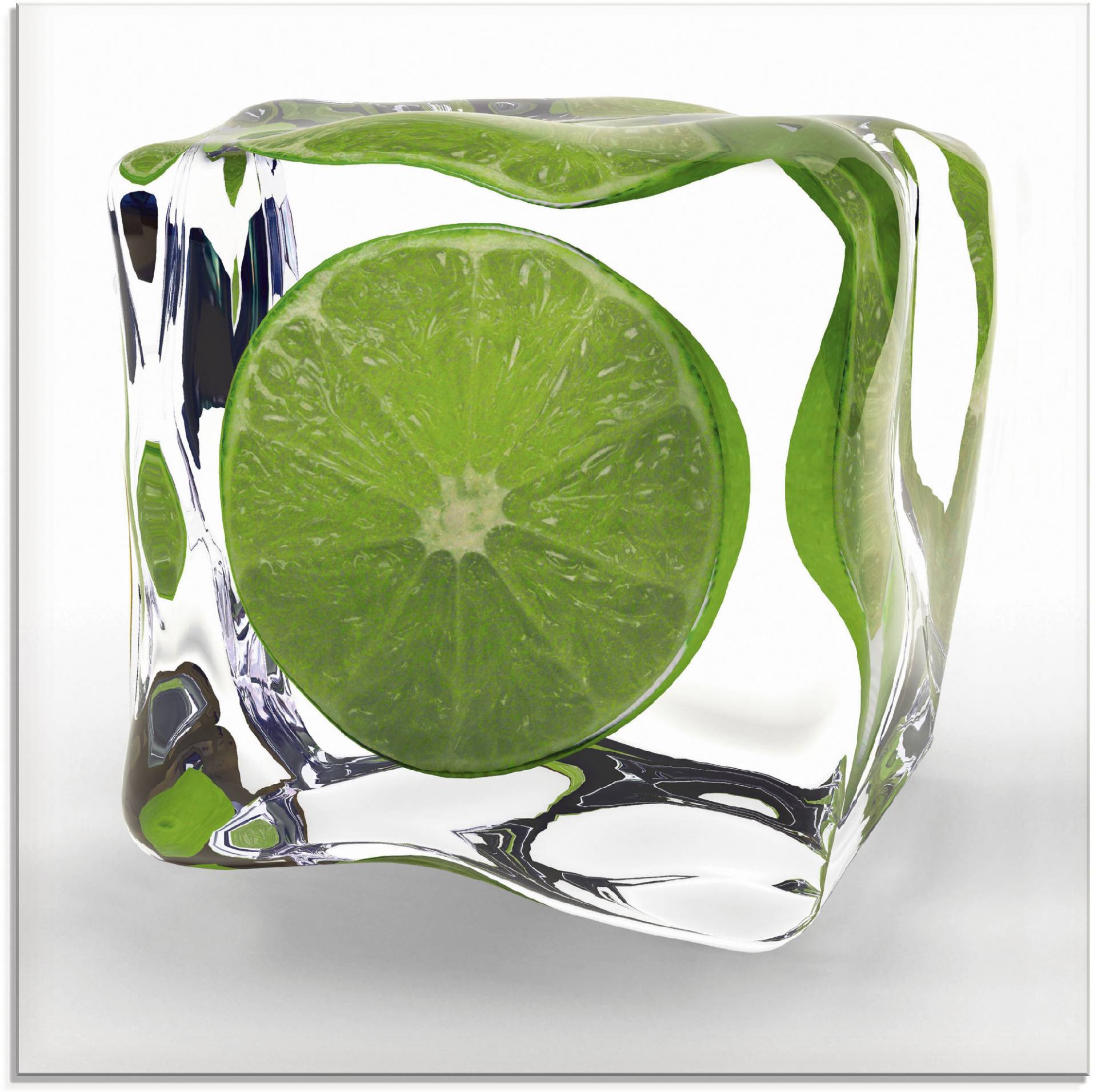 Artland Glasbild »Limette im Eiswürfel«, Lebensmittel, (1 St.) von Artland