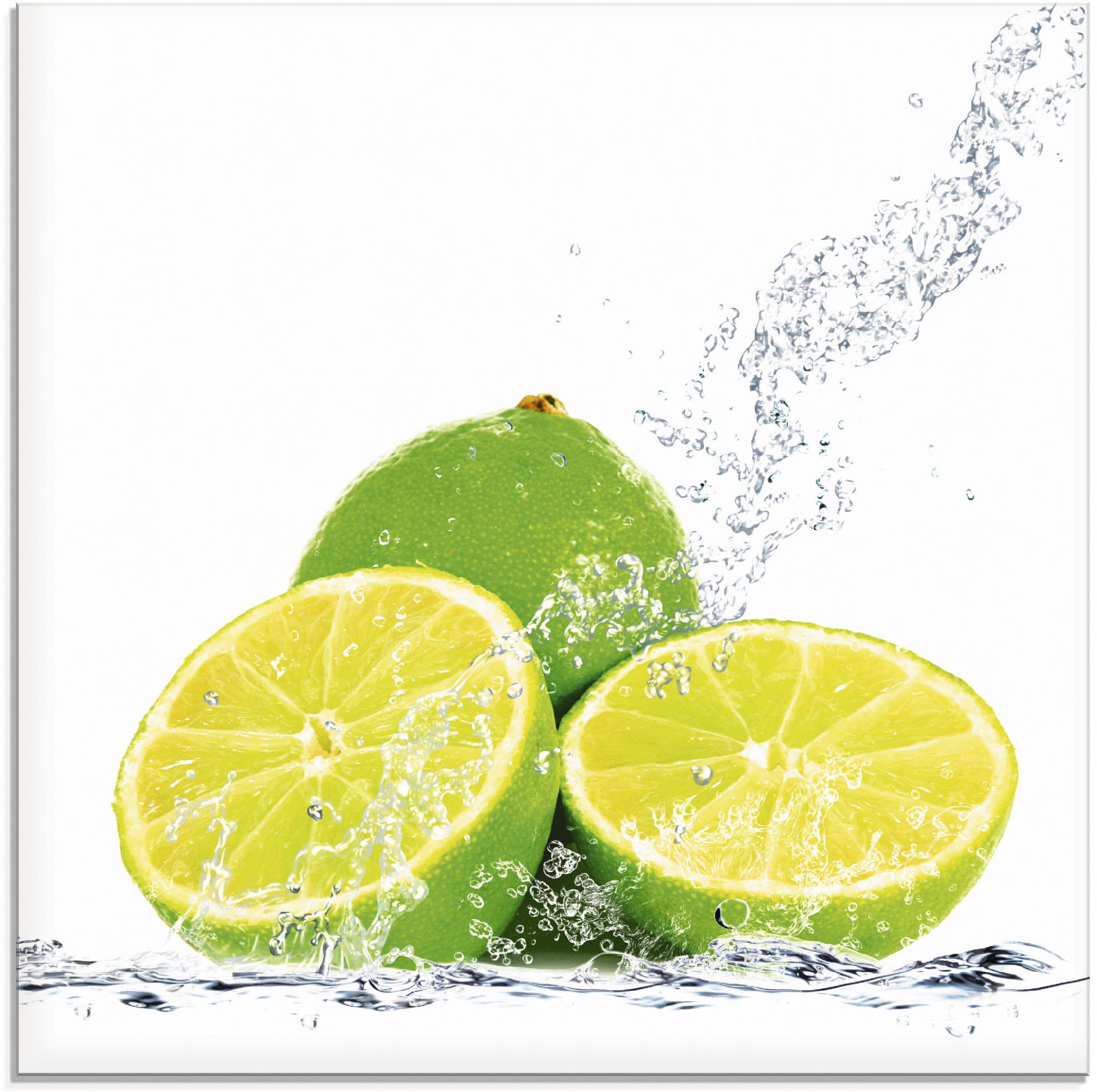 Artland Glasbild »Limette mit Spritzwasser«, Lebensmittel, (1 St.) von Artland
