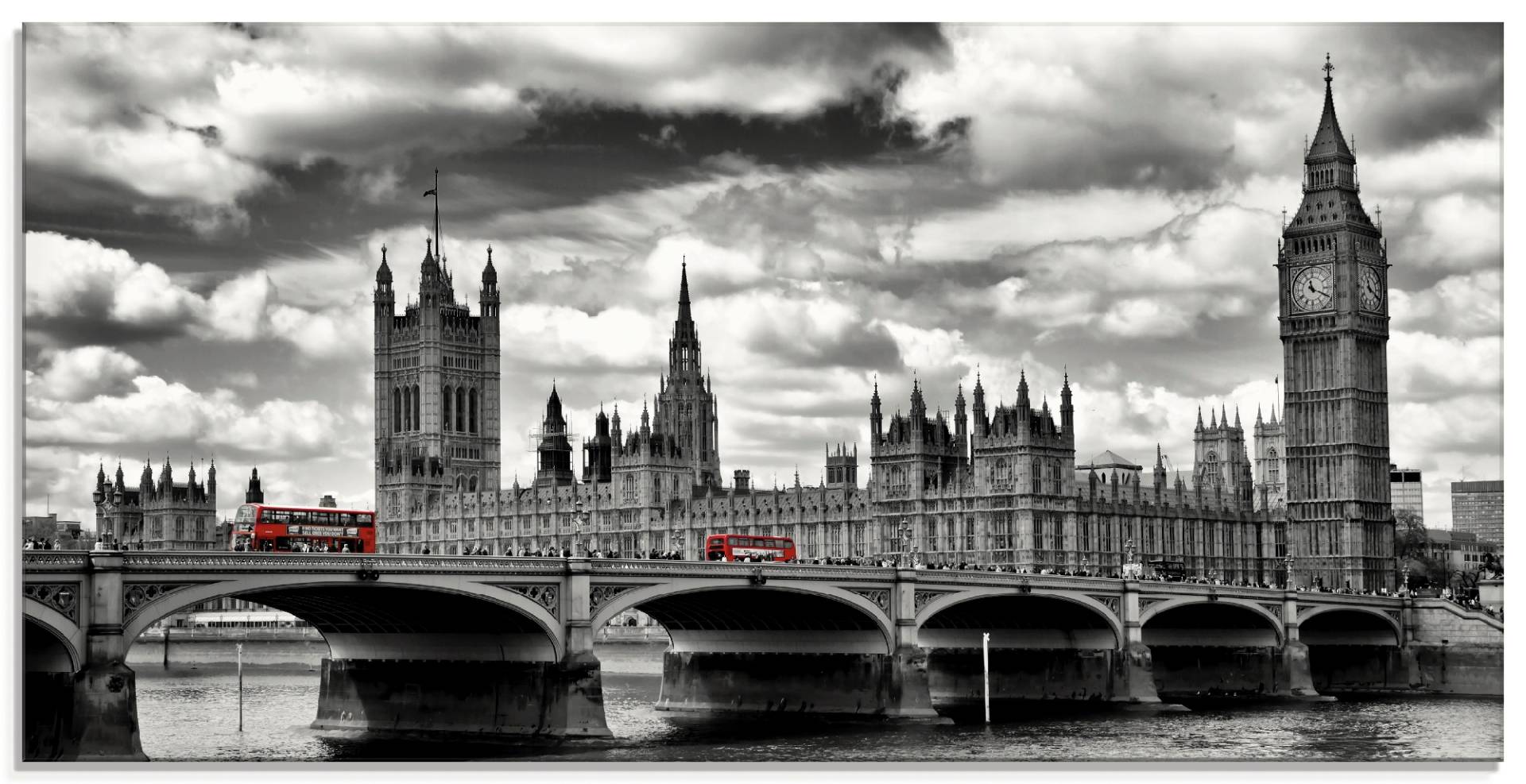 Artland Glasbild »London Westminster Bridge & Red Buses«, Grossbritannien, (1 St.) von Artland