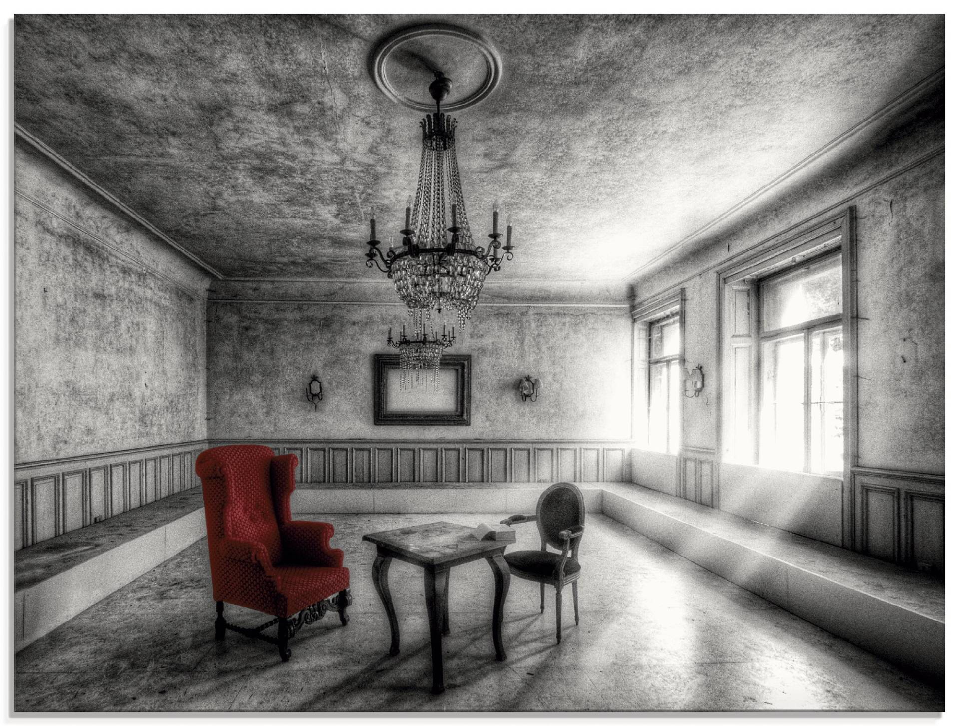 Artland Glasbild »Lost Place - Roter Sessel«, Architektonische Elemente, (1 St.) von Artland
