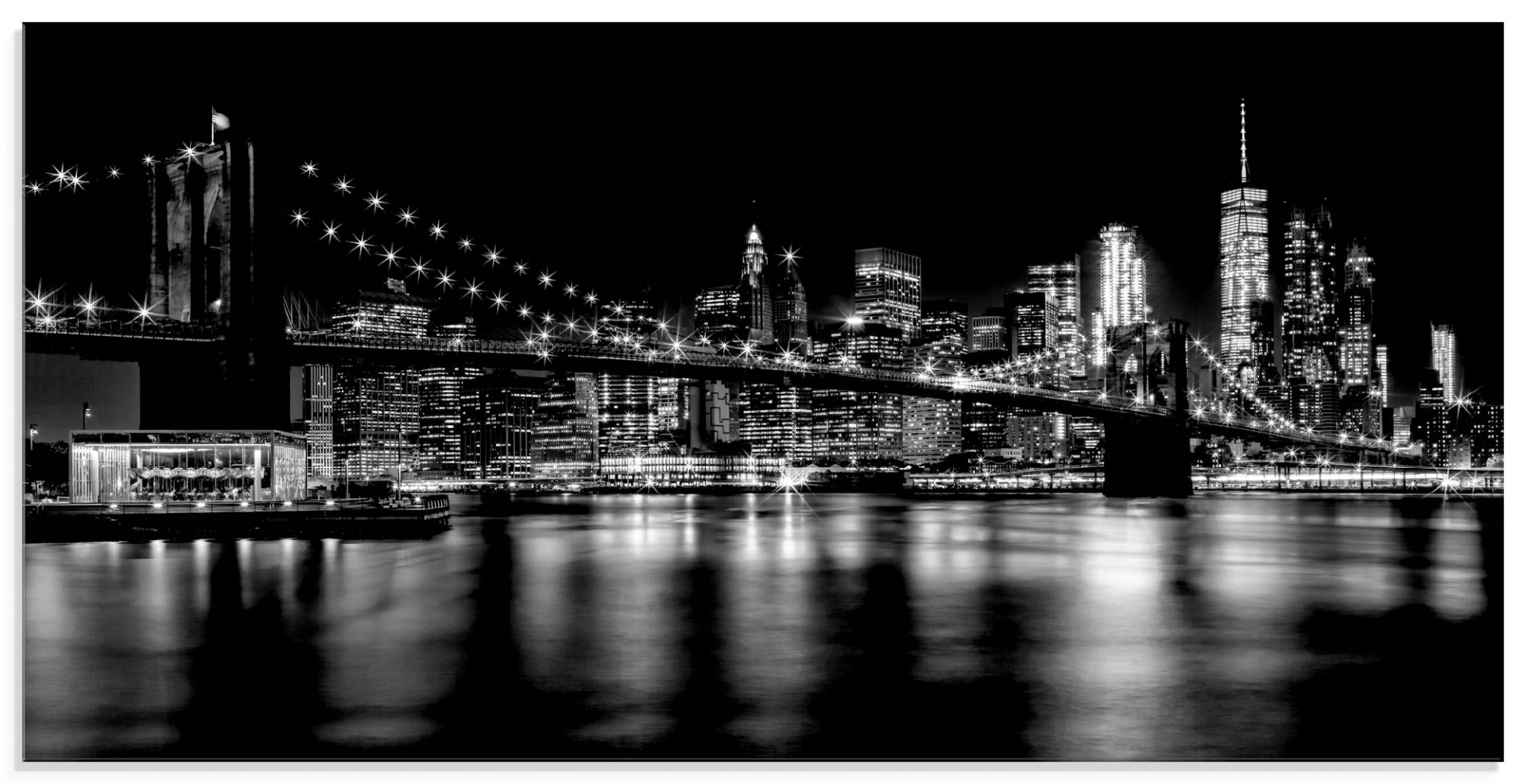 Artland Glasbild »Manhattan Skyline & Brroklyn Bridge I«, Amerika, (1 St.) von Artland