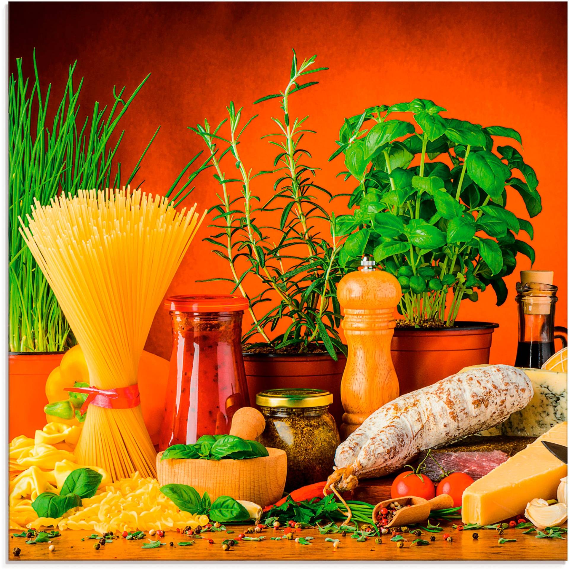 Artland Glasbild »Mediterranes und italienisches Essen«, Lebensmittel, (1 St.), in verschiedenen Grössen von Artland