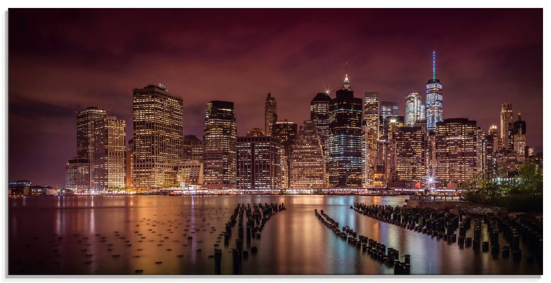 Artland Glasbild »New York City Impression bei Nacht I«, Amerika, (1 St.) von Artland