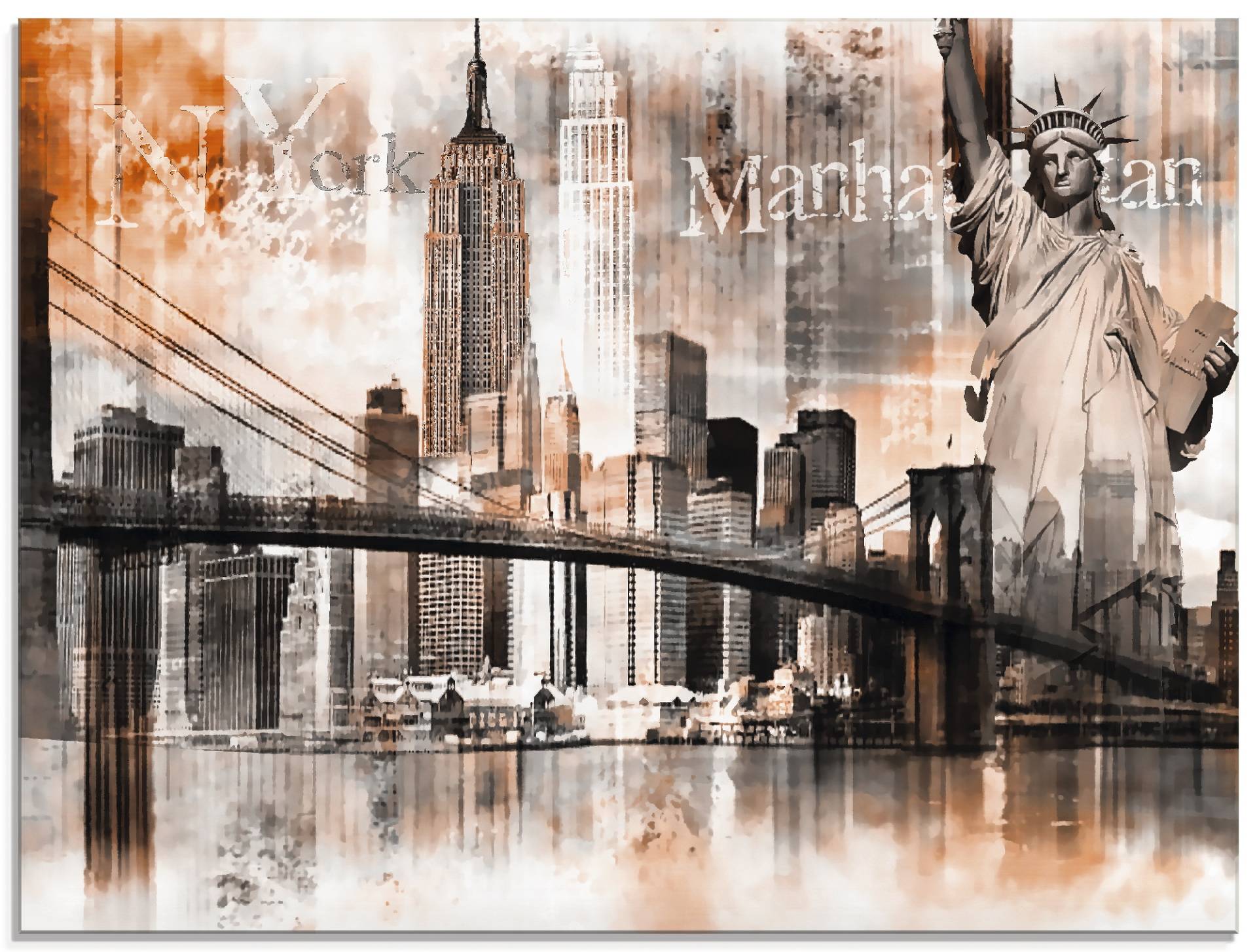 Artland Glasbild »New York Skyline Collage V«, Amerika, (1 St.) von Artland