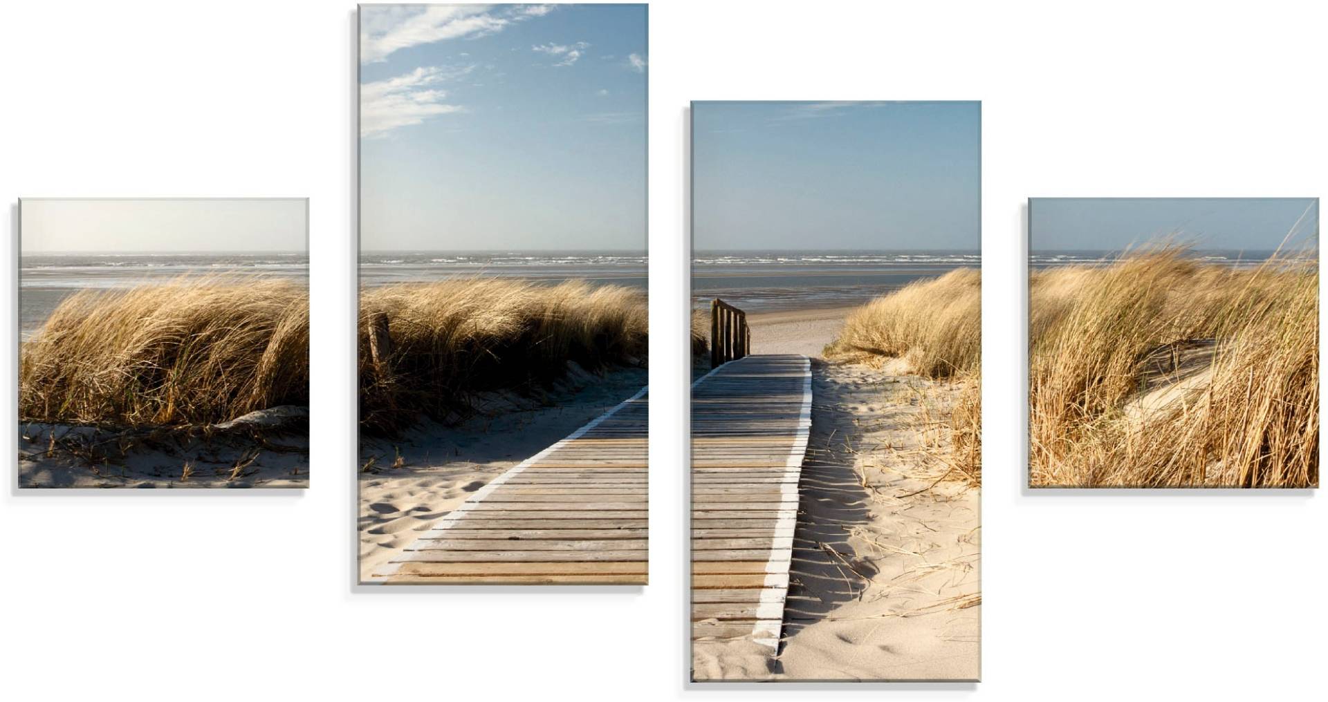 Artland Glasbild »Nordseestrand auf Langeoog - Steg«, Strand, (4 St.) von Artland